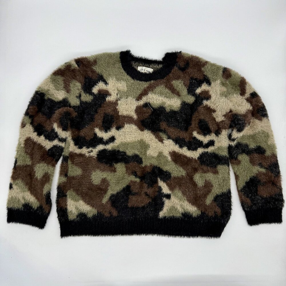 Anthropologie Cloth & Stone  Camo Furry Sweater